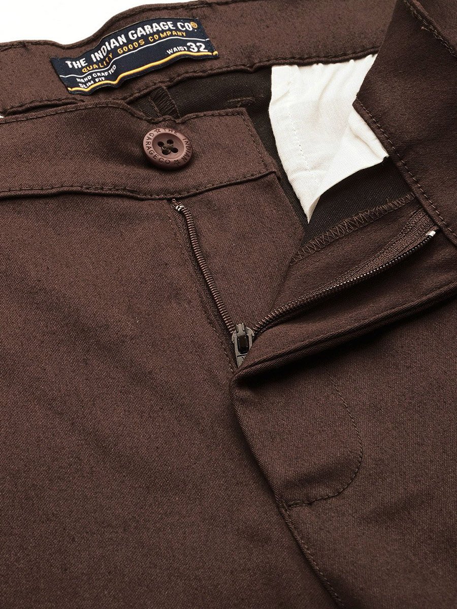 Men Brown Slim Fit Solid Chinos