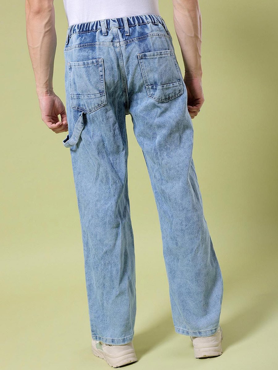Men Blue Washed Baggy Fit Jeans