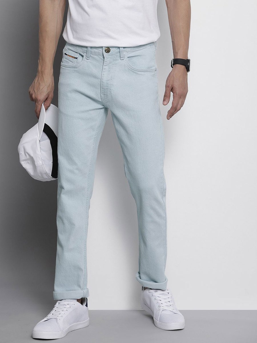 Men Blue Slim Straight Fit Solid Jeans