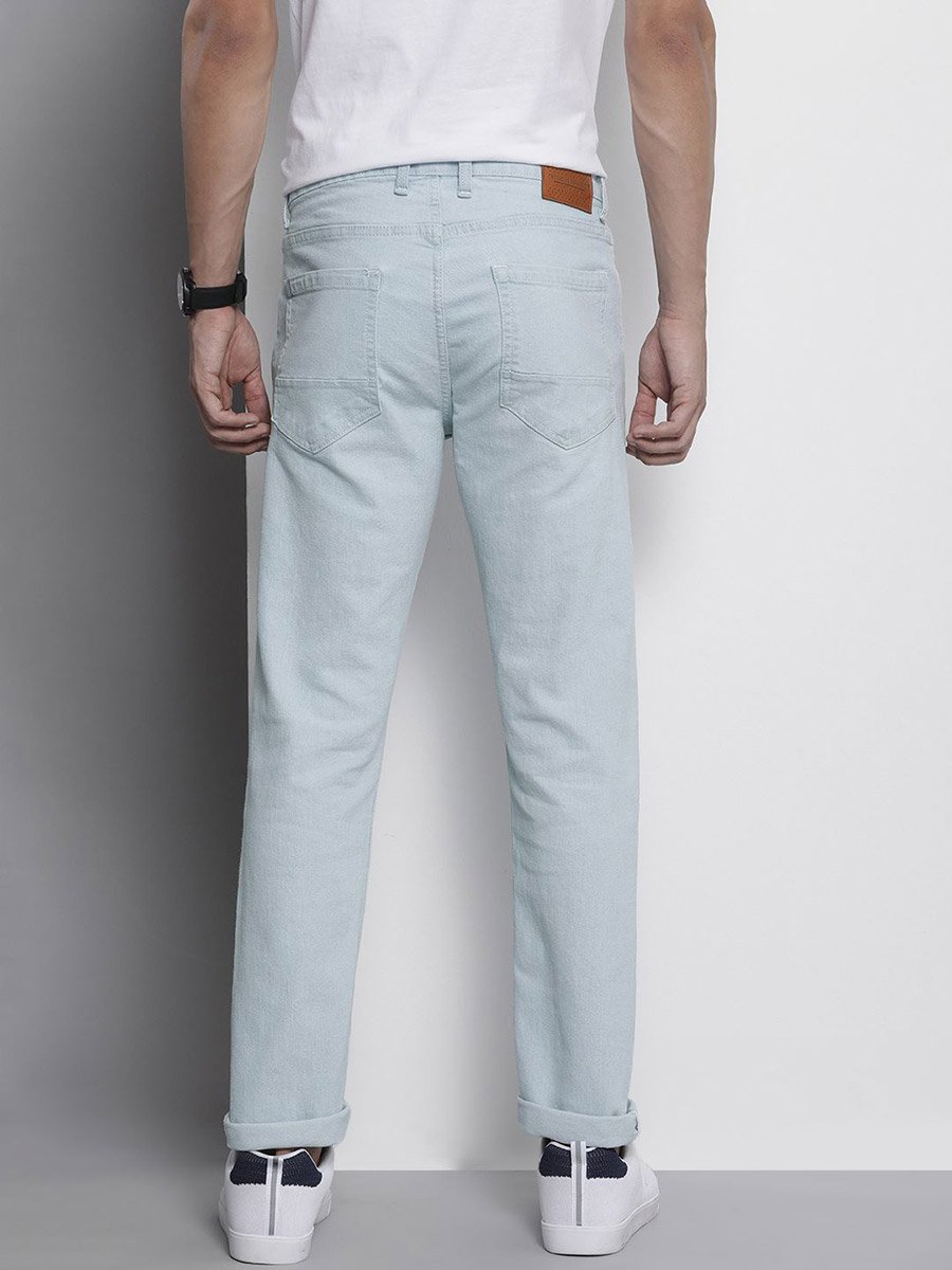 Men Blue Slim Straight Fit Solid Jeans