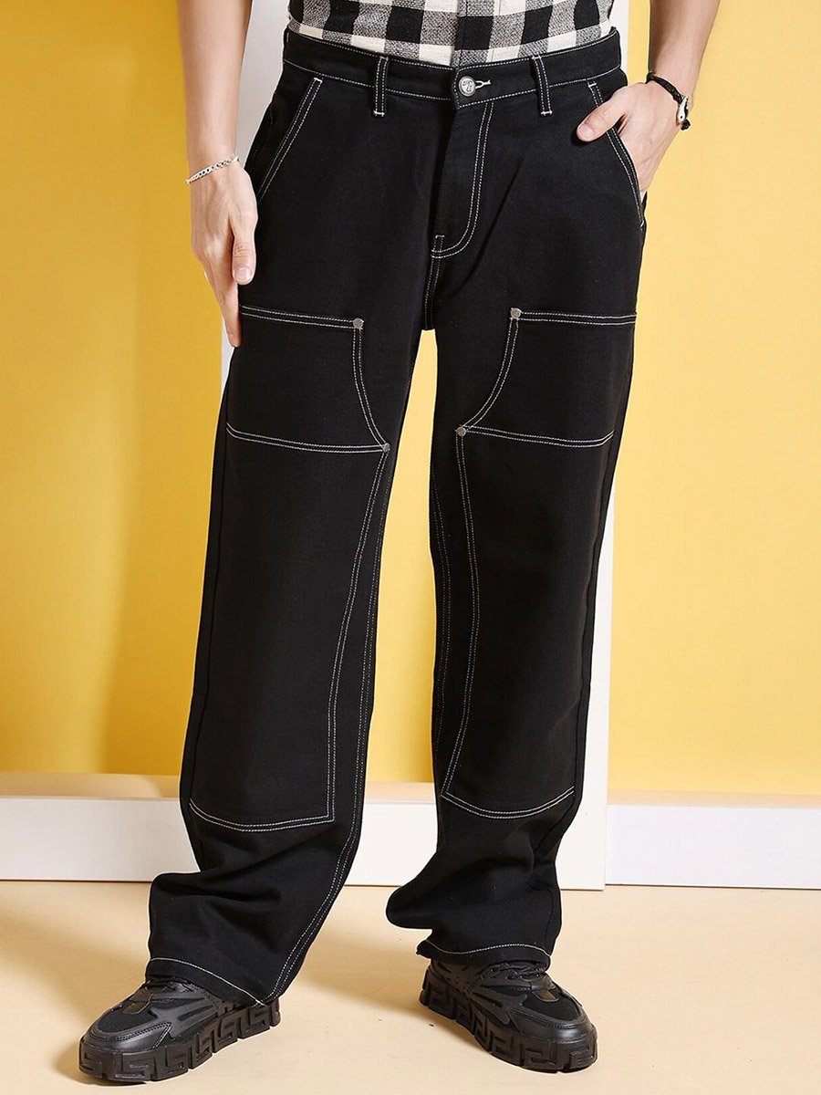 Men Baggy Fit Solid Jeans