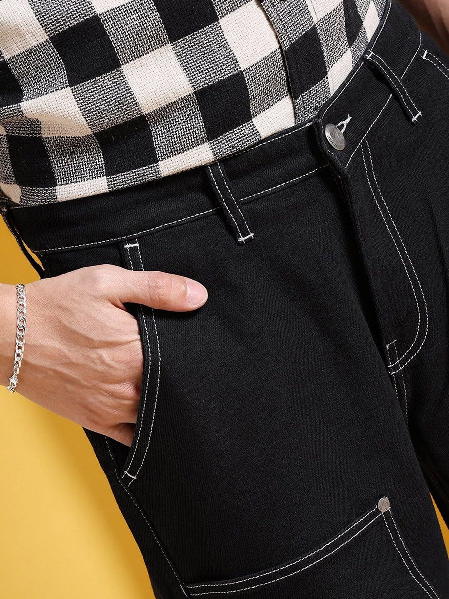 Men Baggy Fit Solid Jeans