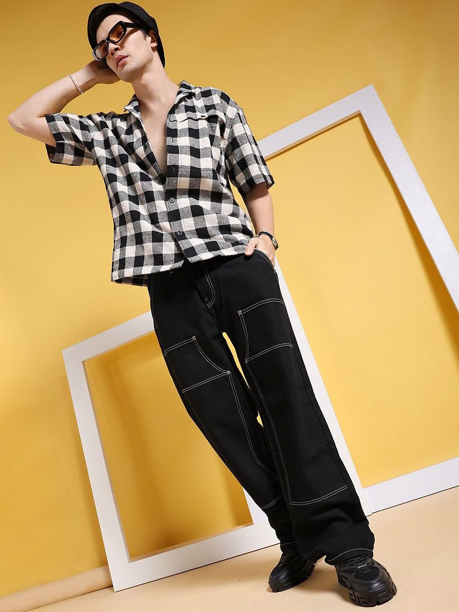 Men Baggy Fit Solid Jeans