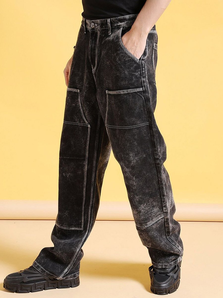 Men Baggy Fit Solid Jeans