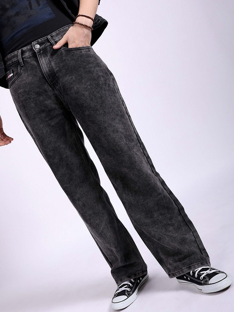 Men Baggy Fit Solid Jeans