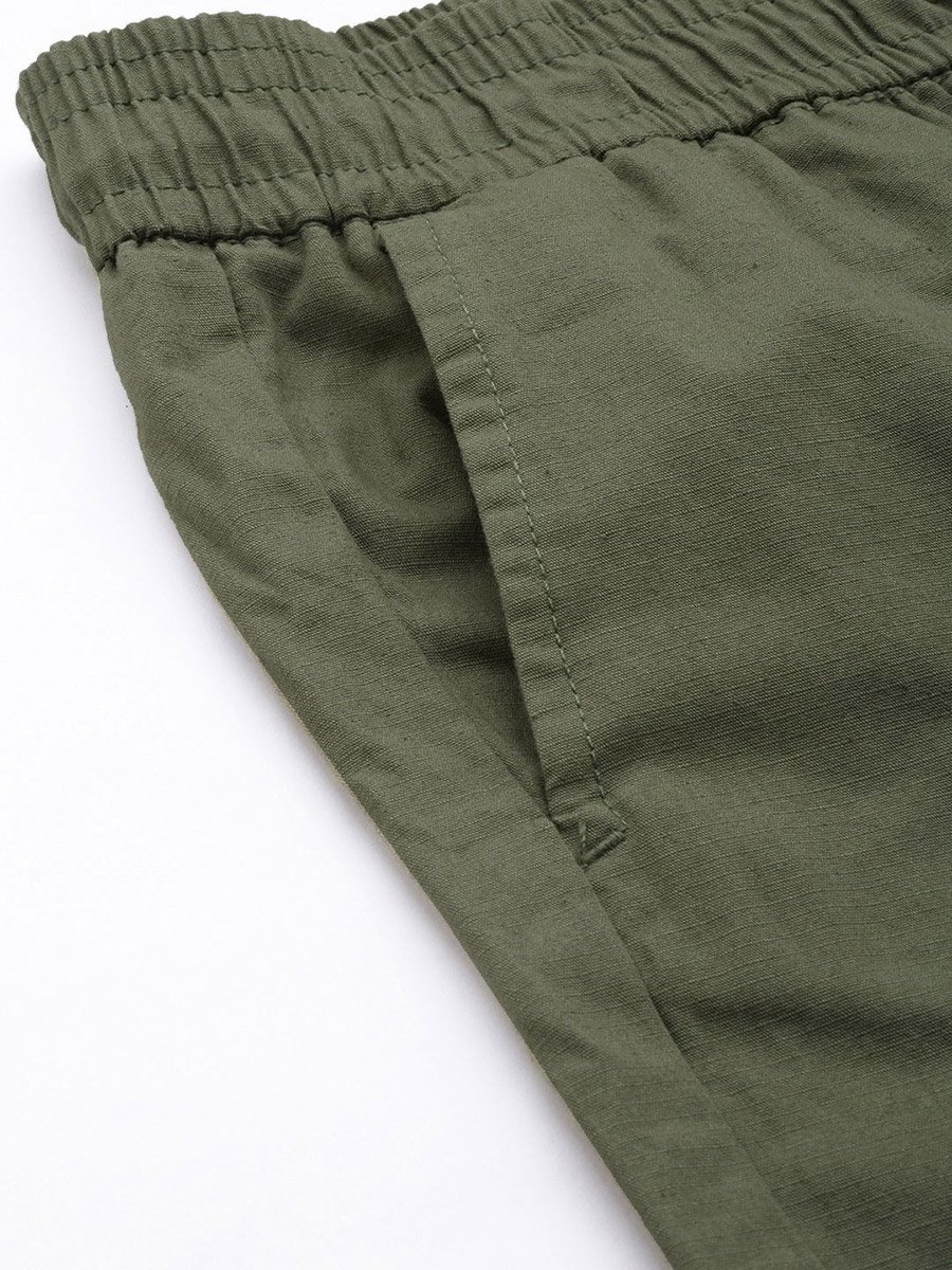 Men Green Slim Fit Solid Joggers