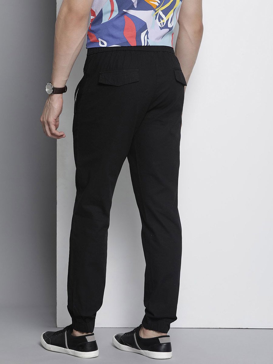 Men Black Regular Fit Solid Joggers