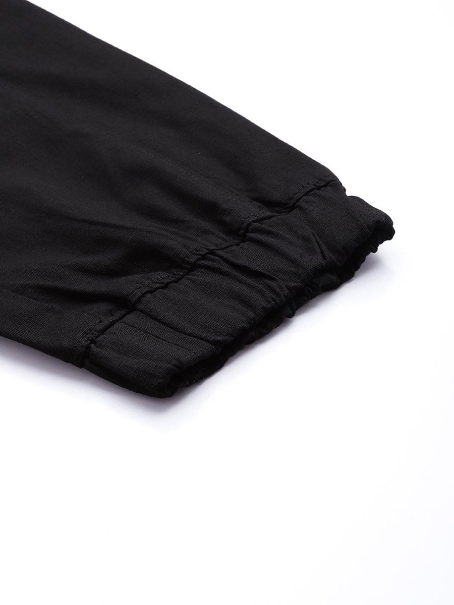 Men Black Regular Fit Solid Joggers