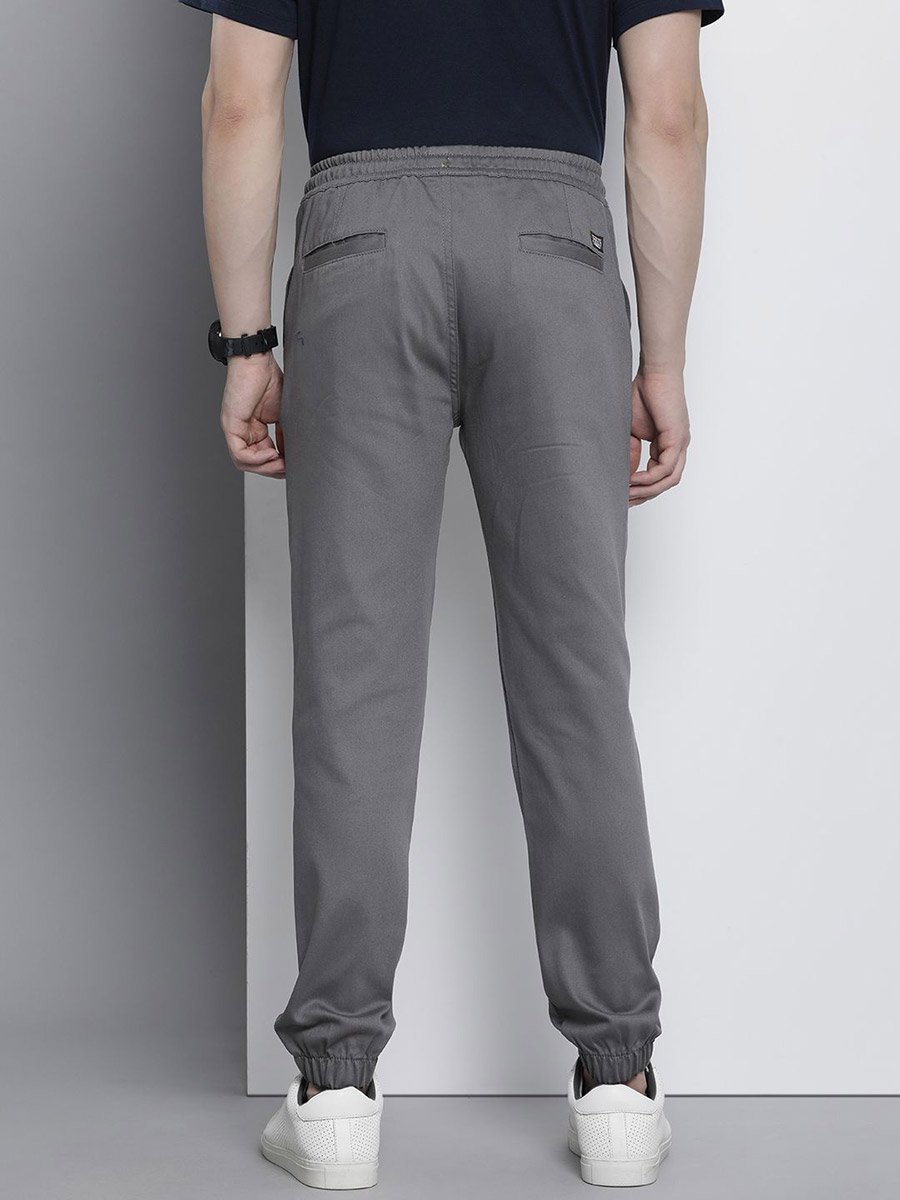 Men Grey Slim Fit Solid Joggers