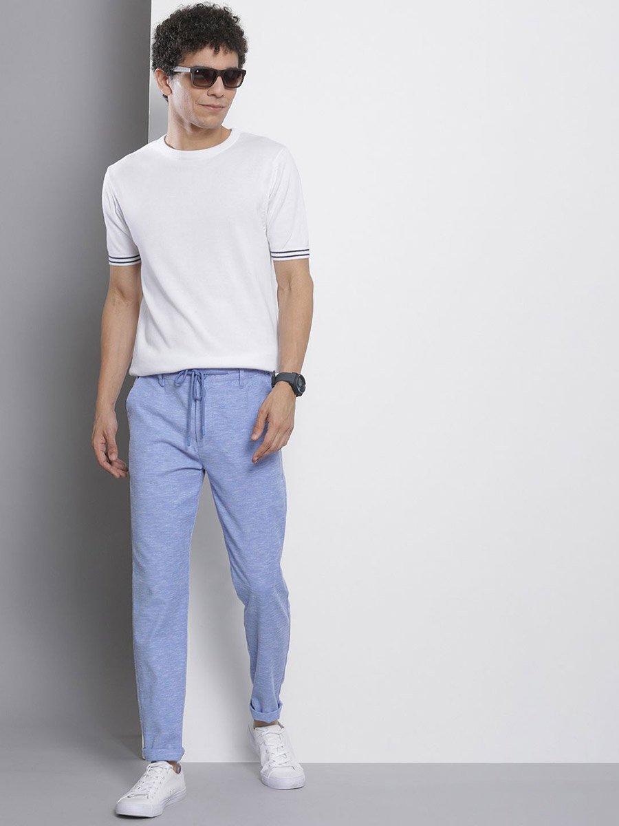 Men Blue Slim Fit Solid Joggers