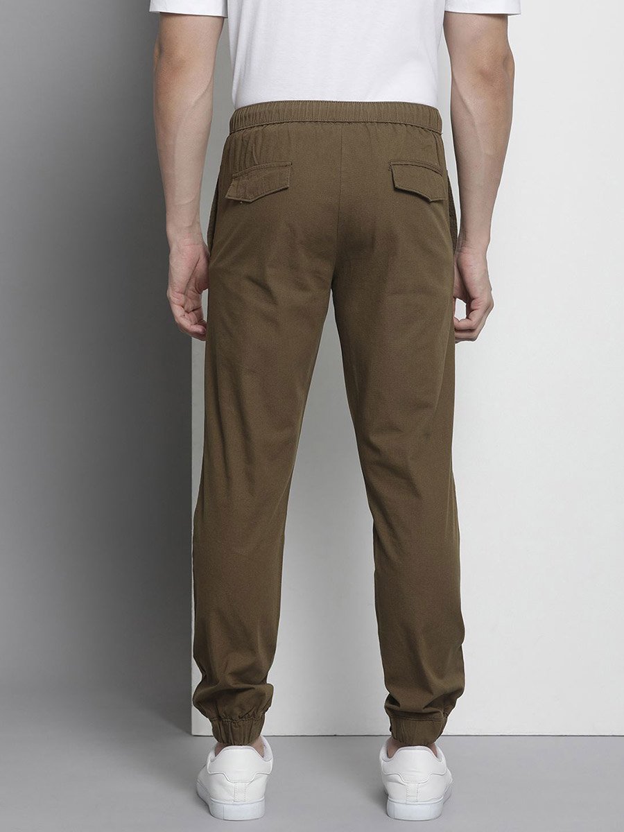 Men Brown Regular Fit Solid Joggers