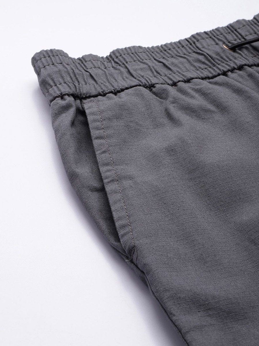 Men Grey Slim Fit Solid Joggers