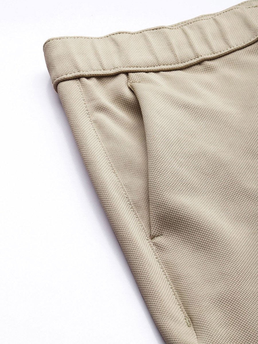 Men Beige Slim Fit Solid Joggers