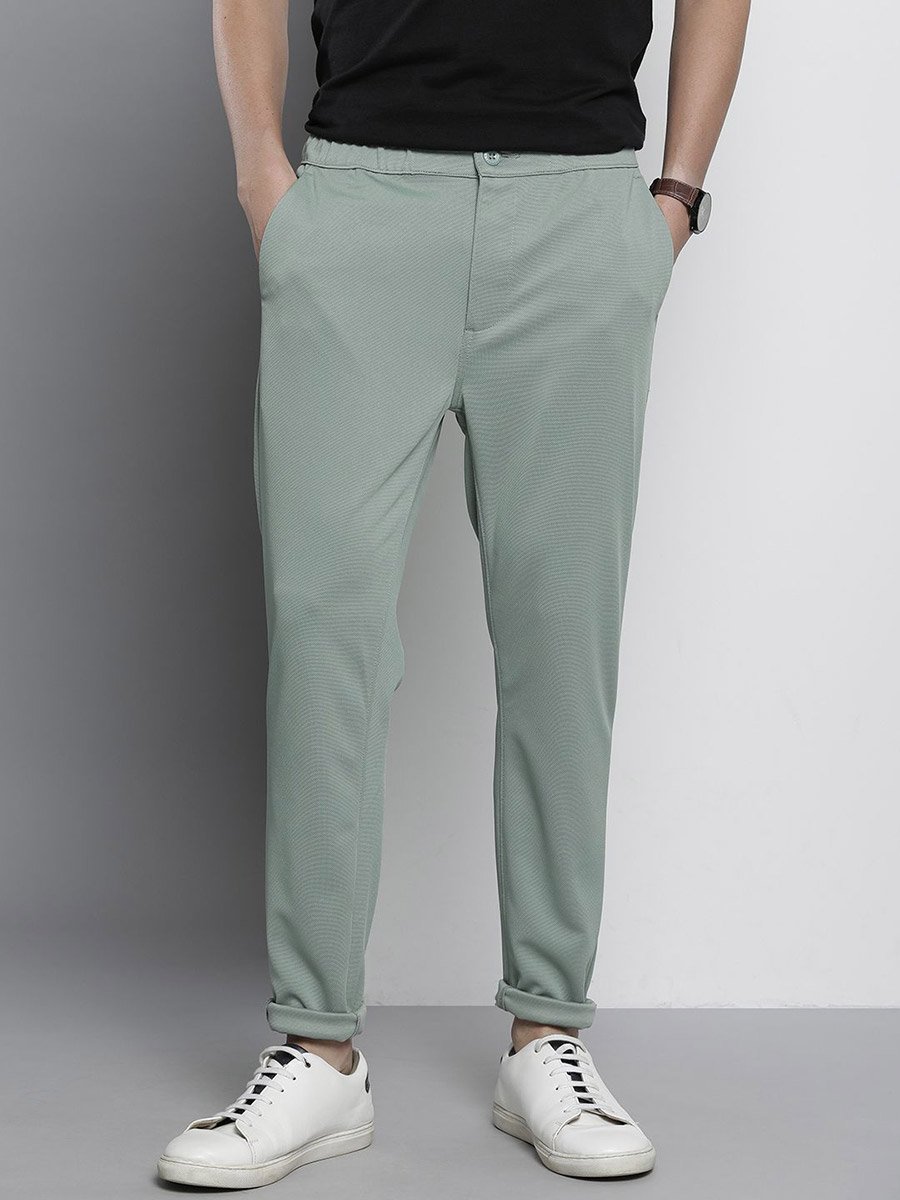 Men Green Slim Fit Solid Joggers