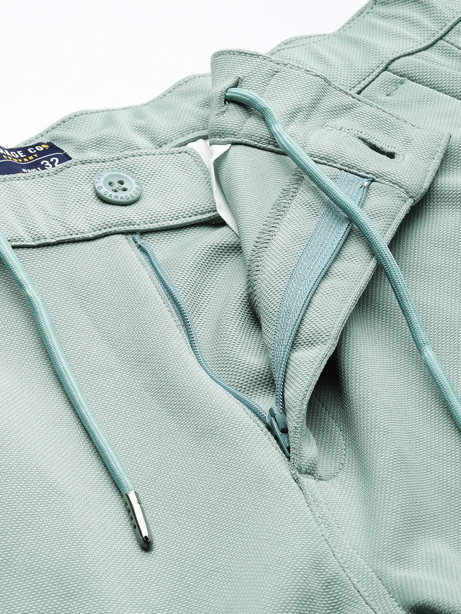 Men Green Slim Fit Solid Joggers