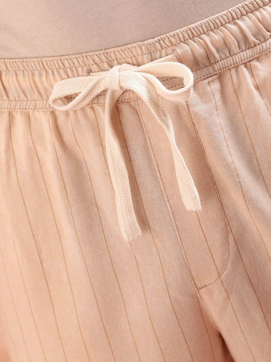 Men Beige Regular Fit Stripes Trousers