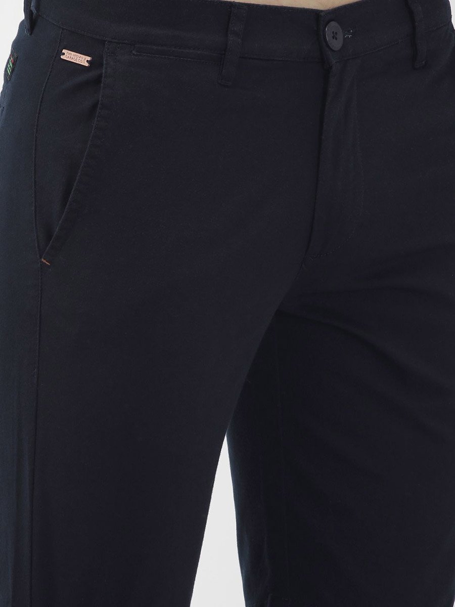 Men Navy Blue Slim Fit Solid Shorts