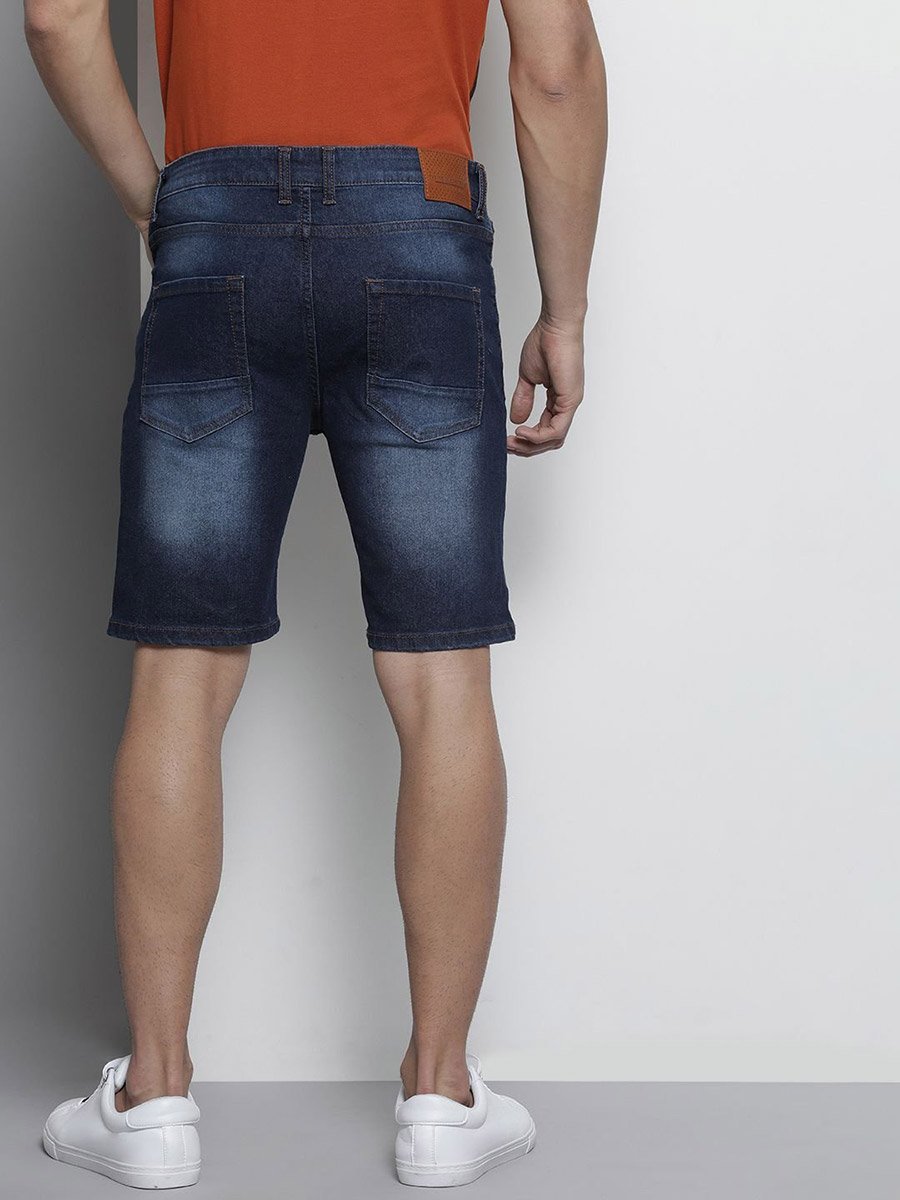 Men Slim Fit Solid Denim Shorts