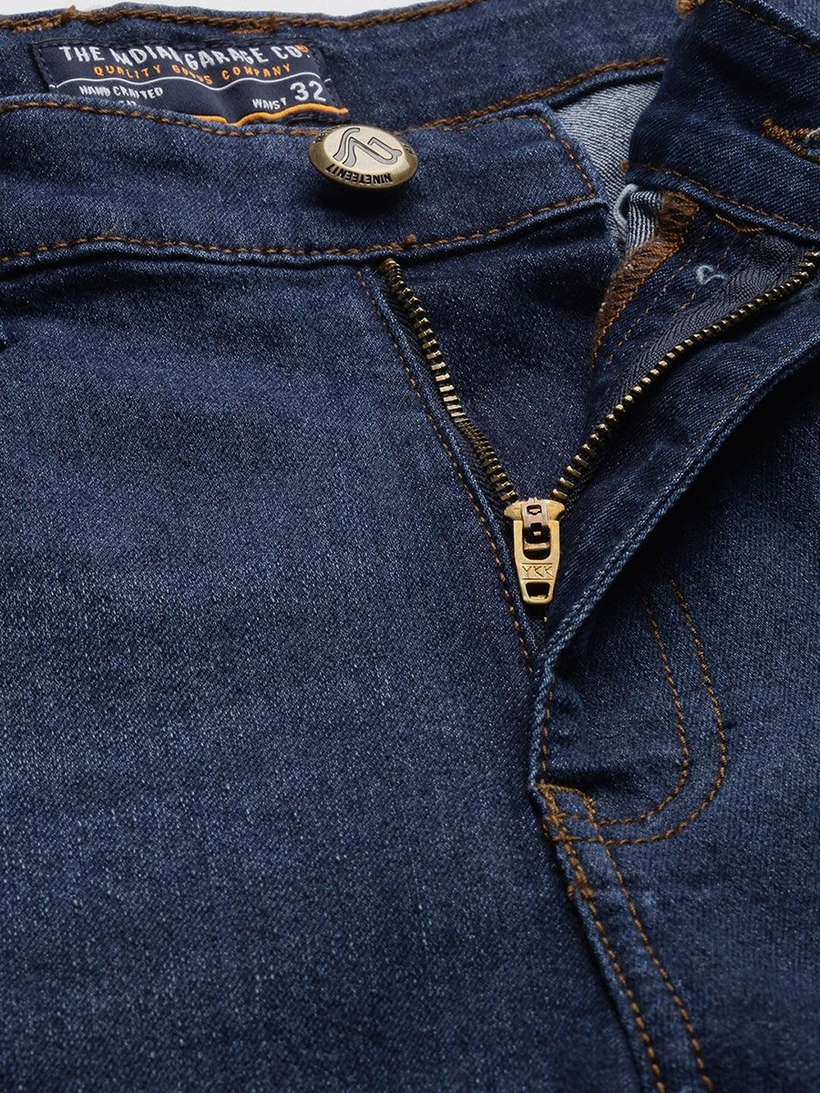 Men Slim Fit Solid Denim Shorts