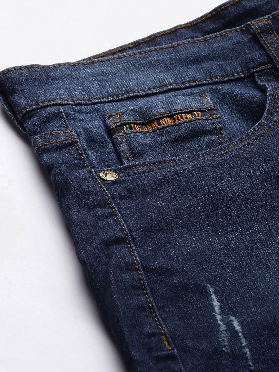 Men Slim Fit Solid Denim Shorts