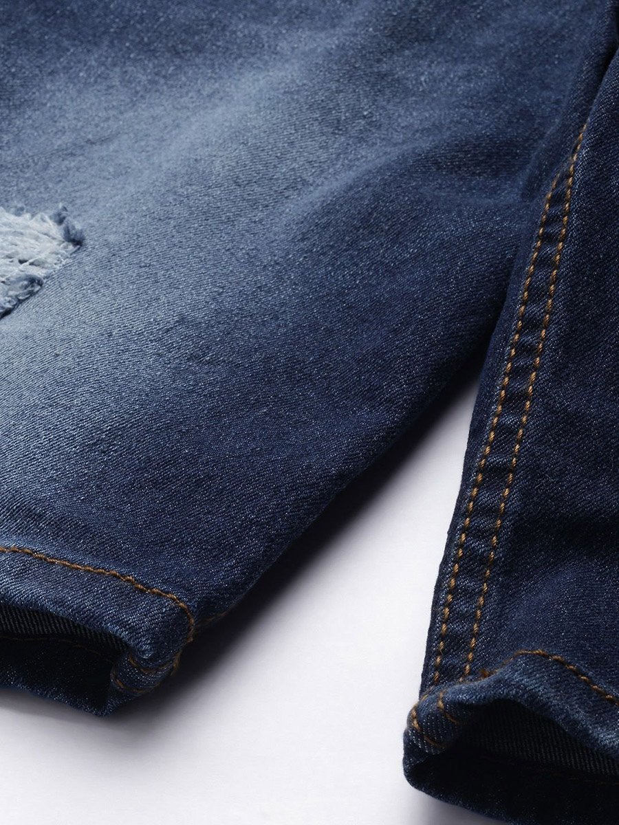 Men Slim Fit Solid Denim Shorts