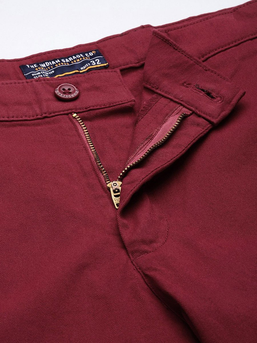 Men Red Slim Fit Solid Shorts