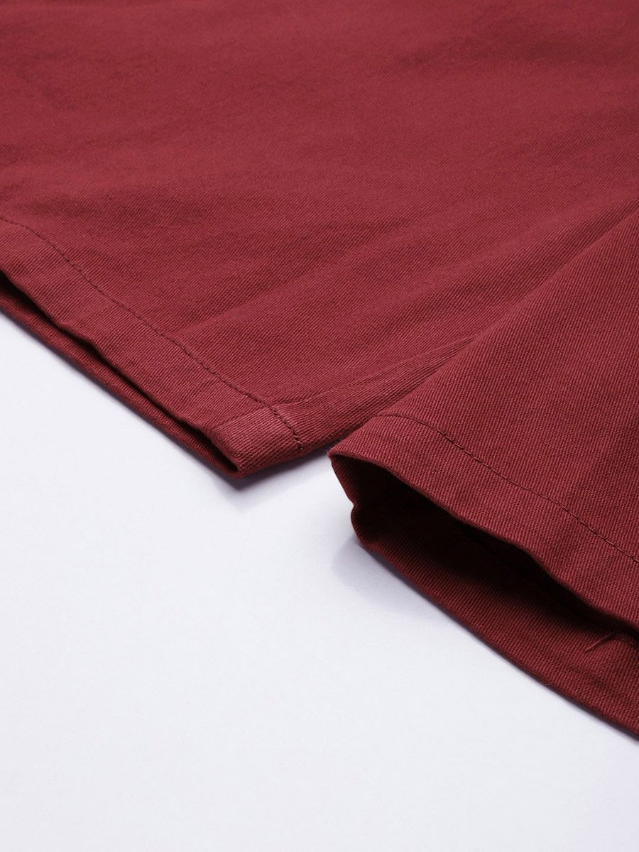 Men Red Slim Fit Solid Shorts