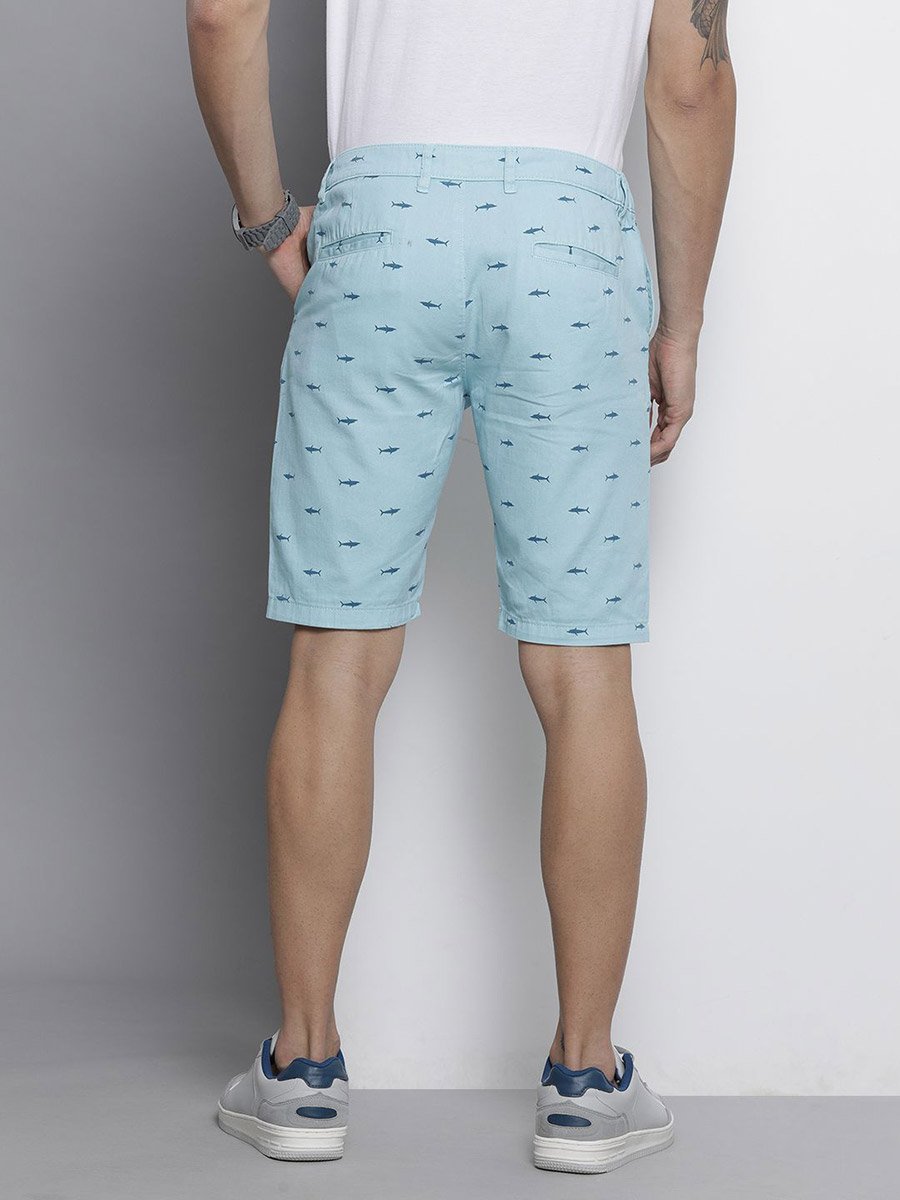 Men Blue Slim Fit Printed Shorts