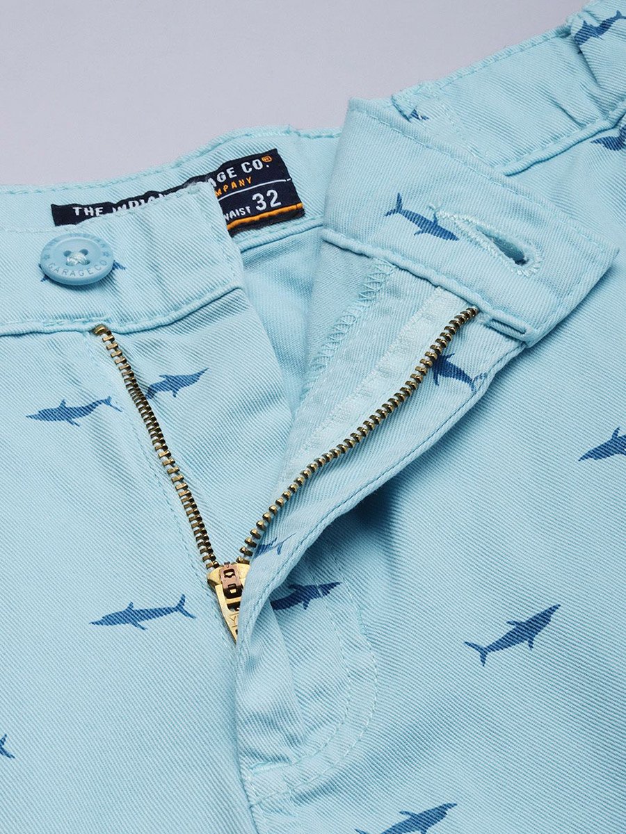 Men Blue Slim Fit Printed Shorts