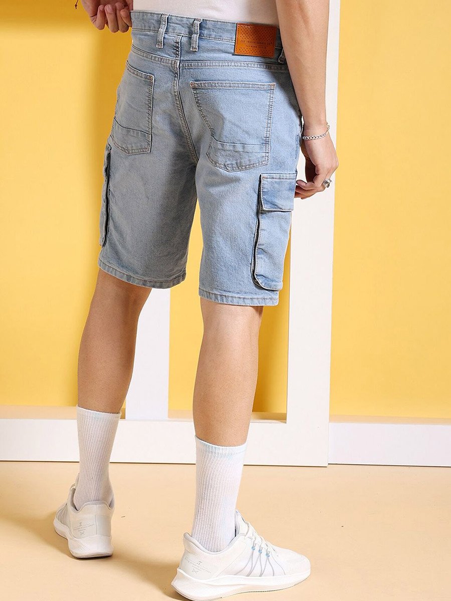 Men Relaxed Fit Solid Denim Shorts