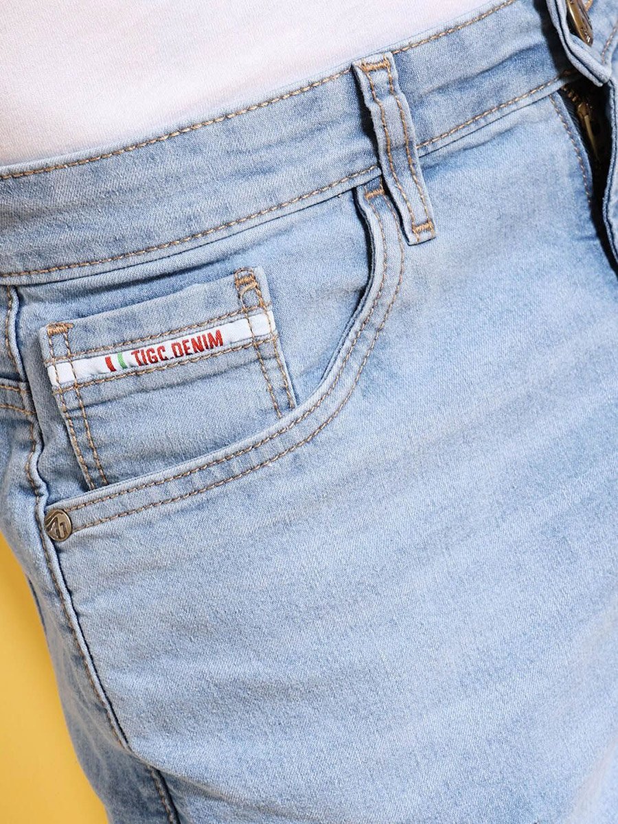 Men Relaxed Fit Solid Denim Shorts