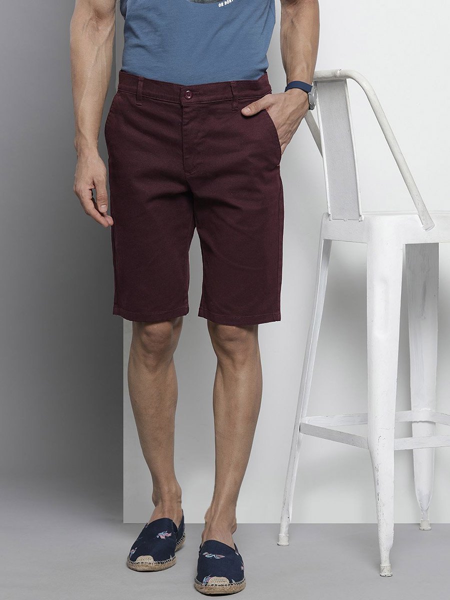 Men Purple Slim Fit Solid Shorts