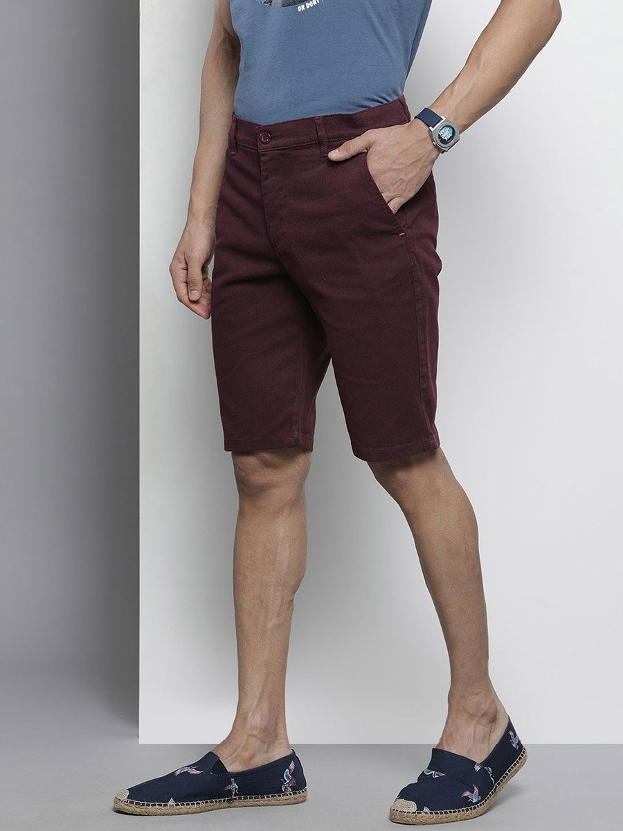Men Purple Slim Fit Solid Shorts