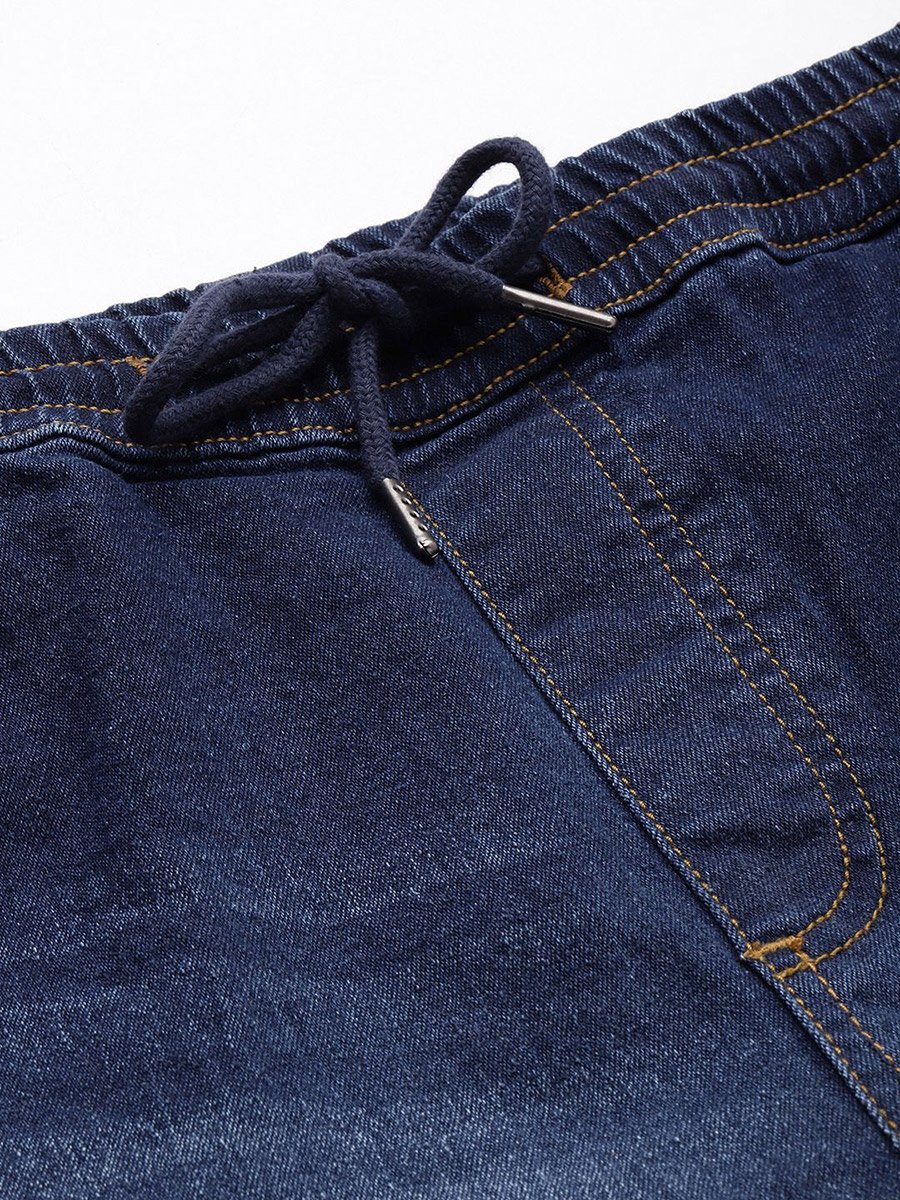 Men Blue Regular Fit Solid Denim Shorts