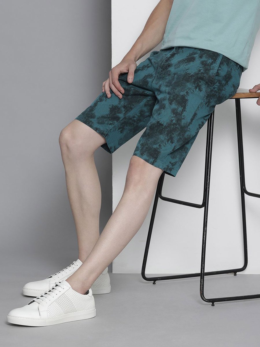 Men Blue Slim Fit Printed Shorts