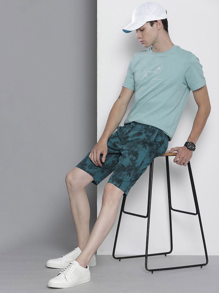 Men Blue Slim Fit Printed Shorts