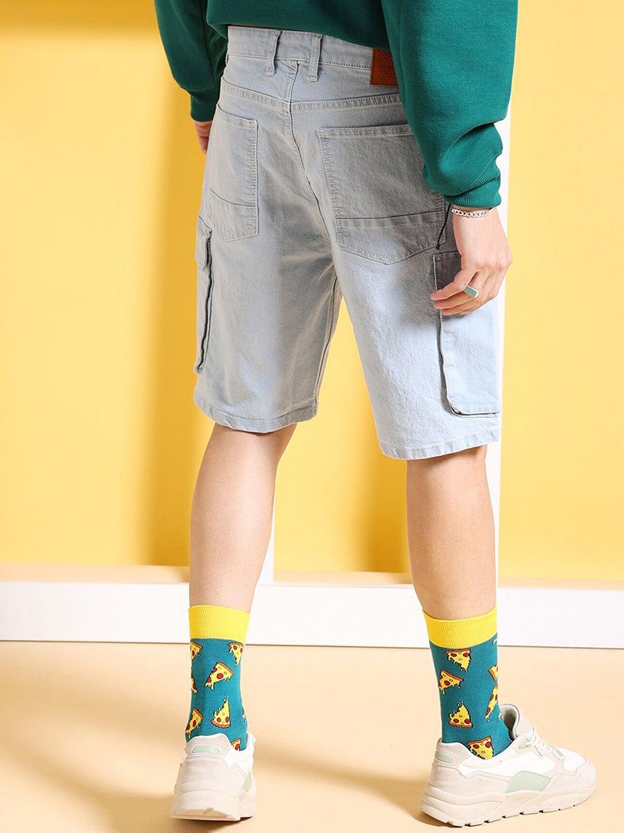 Men Relaxed Fit Solid Denim Shorts