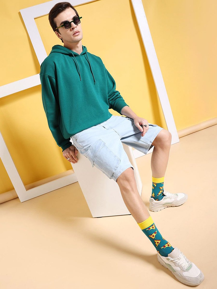 Men Relaxed Fit Solid Denim Shorts