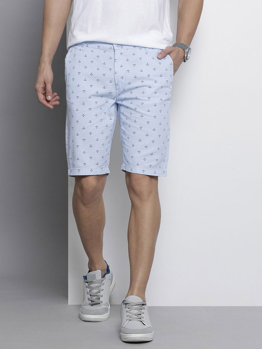 Men Blue Slim Fit Printed Shorts