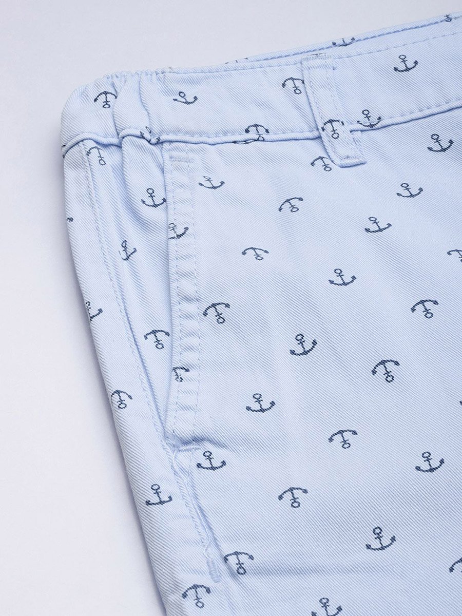 Men Blue Slim Fit Printed Shorts