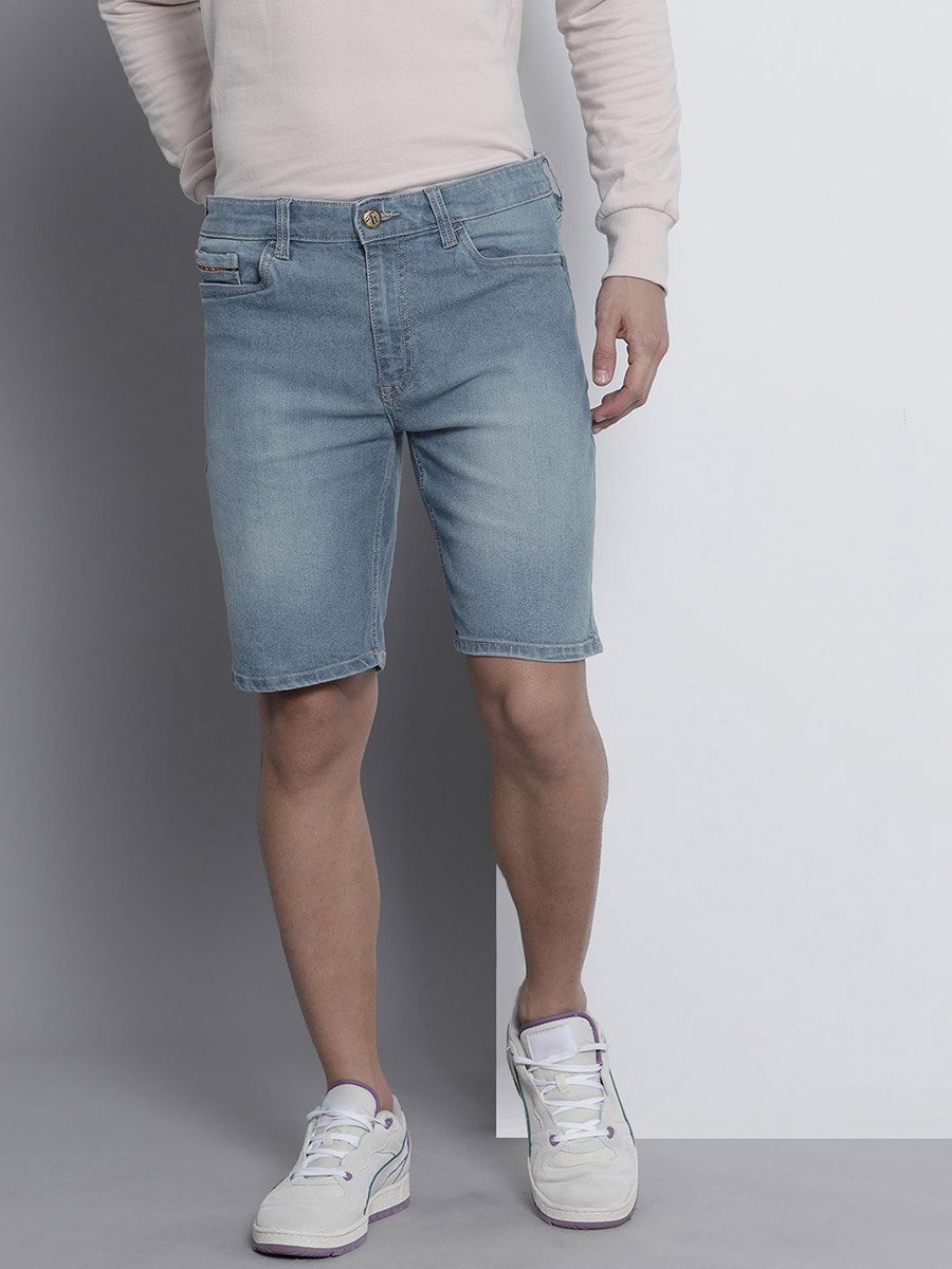 Men Blue Slim Fit Ombre Denim Shorts