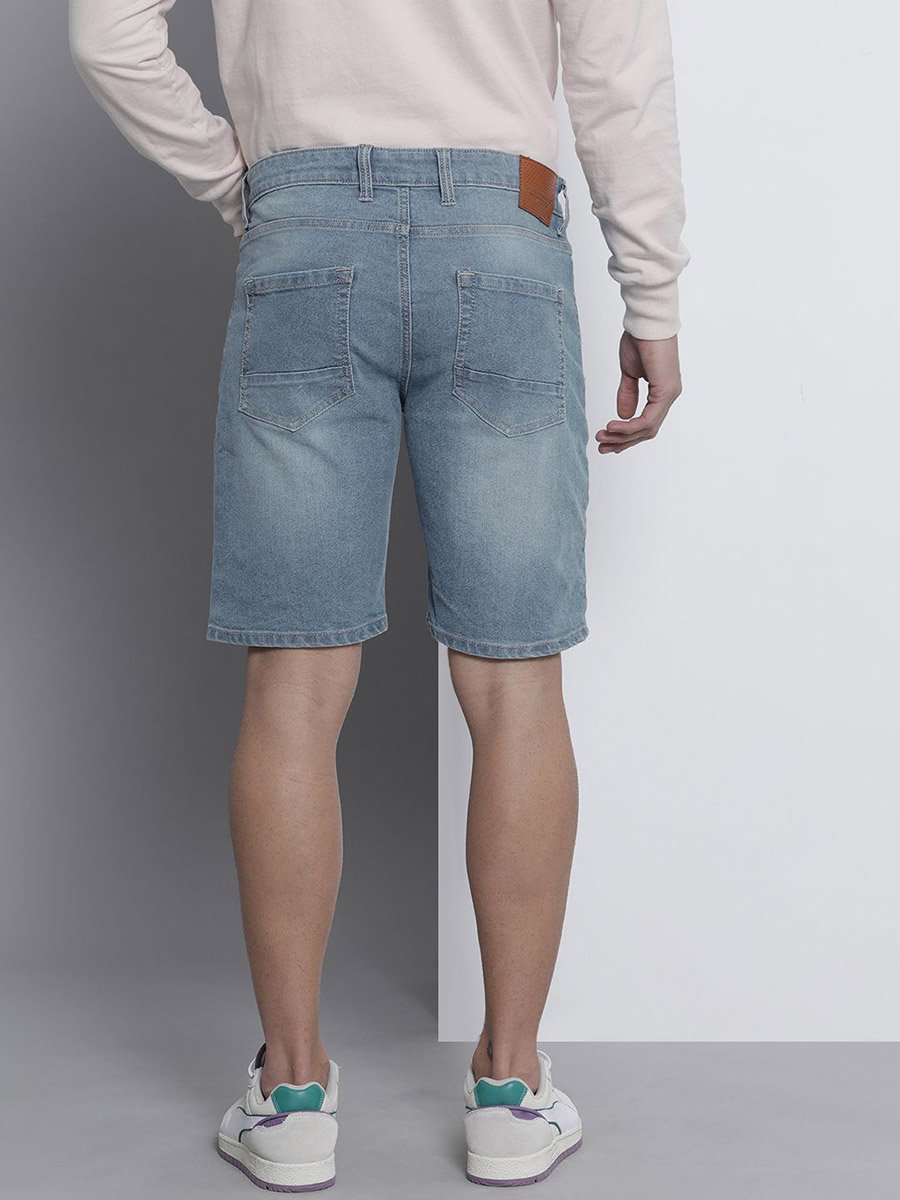Men Blue Slim Fit Ombre Denim Shorts