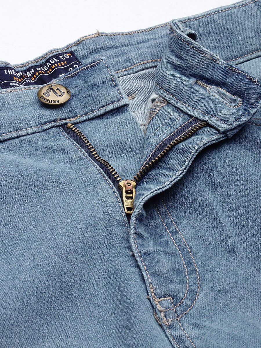 Men Blue Slim Fit Ombre Denim Shorts