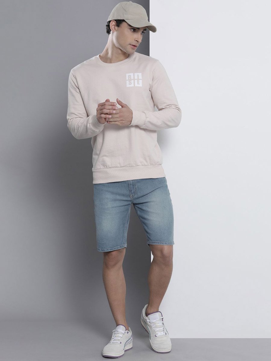 Men Blue Slim Fit Ombre Denim Shorts