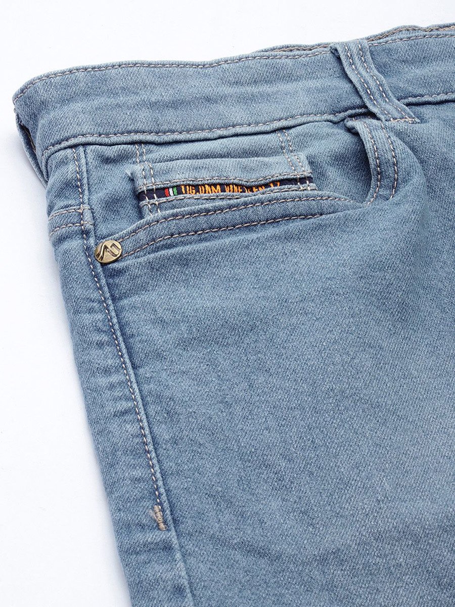 Men Blue Slim Fit Ombre Denim Shorts