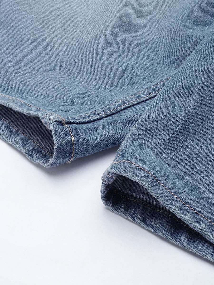 Men Blue Slim Fit Ombre Denim Shorts