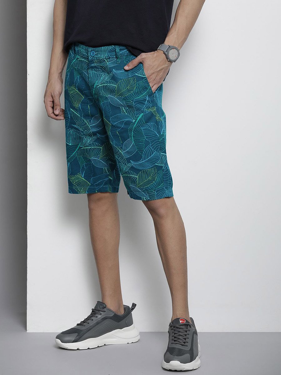Men Blue Slim Fit Printed Shorts