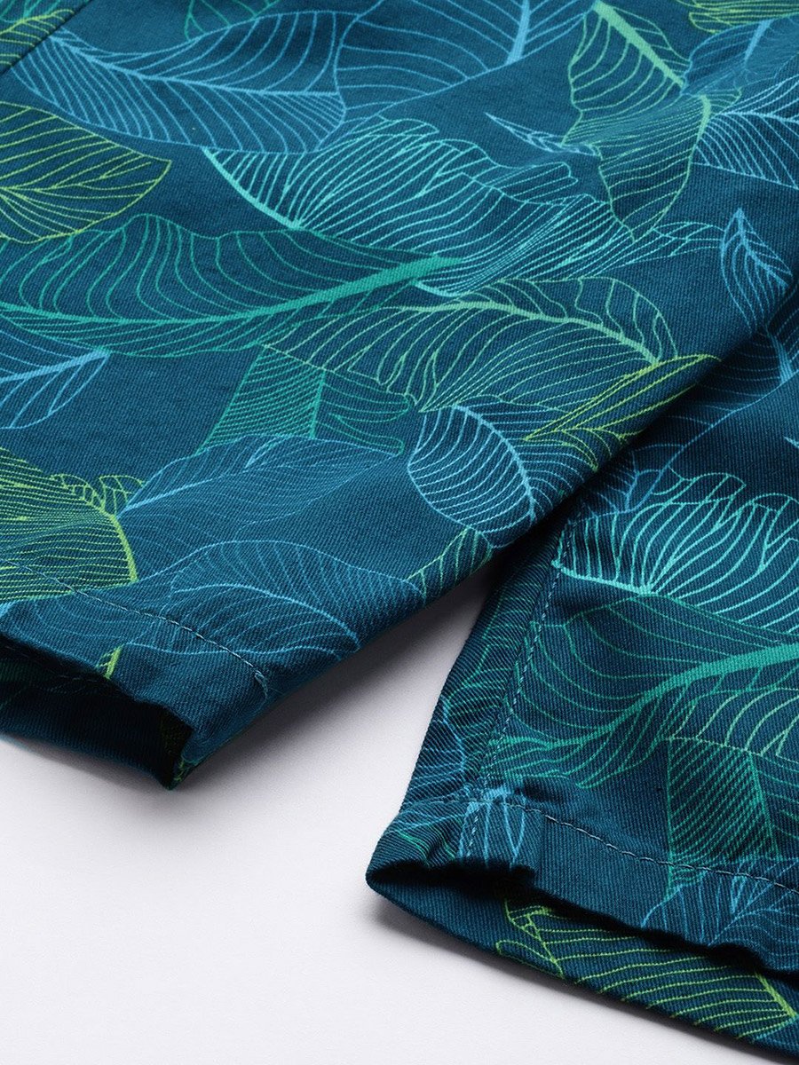 Men Blue Slim Fit Printed Shorts