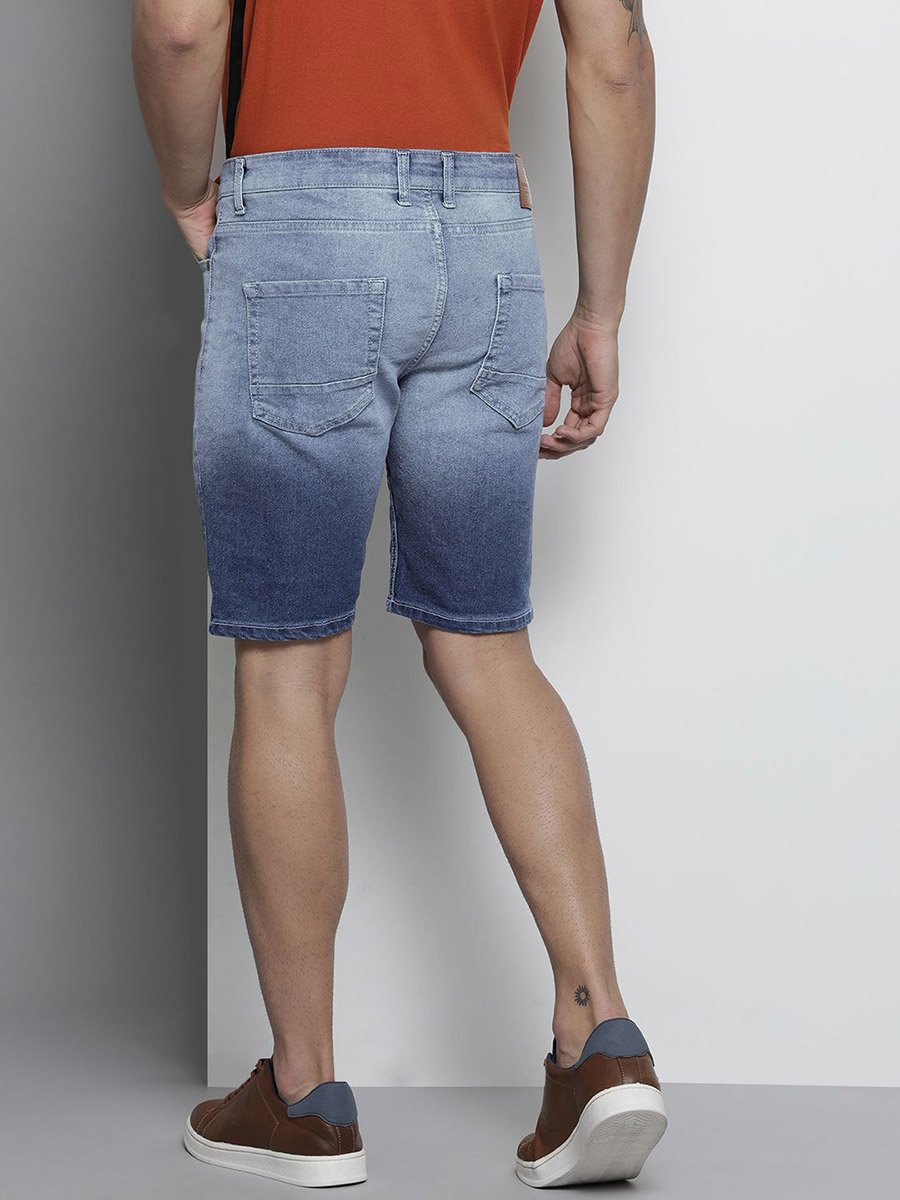 Men Blue Slim Fit Solid Denim Shorts