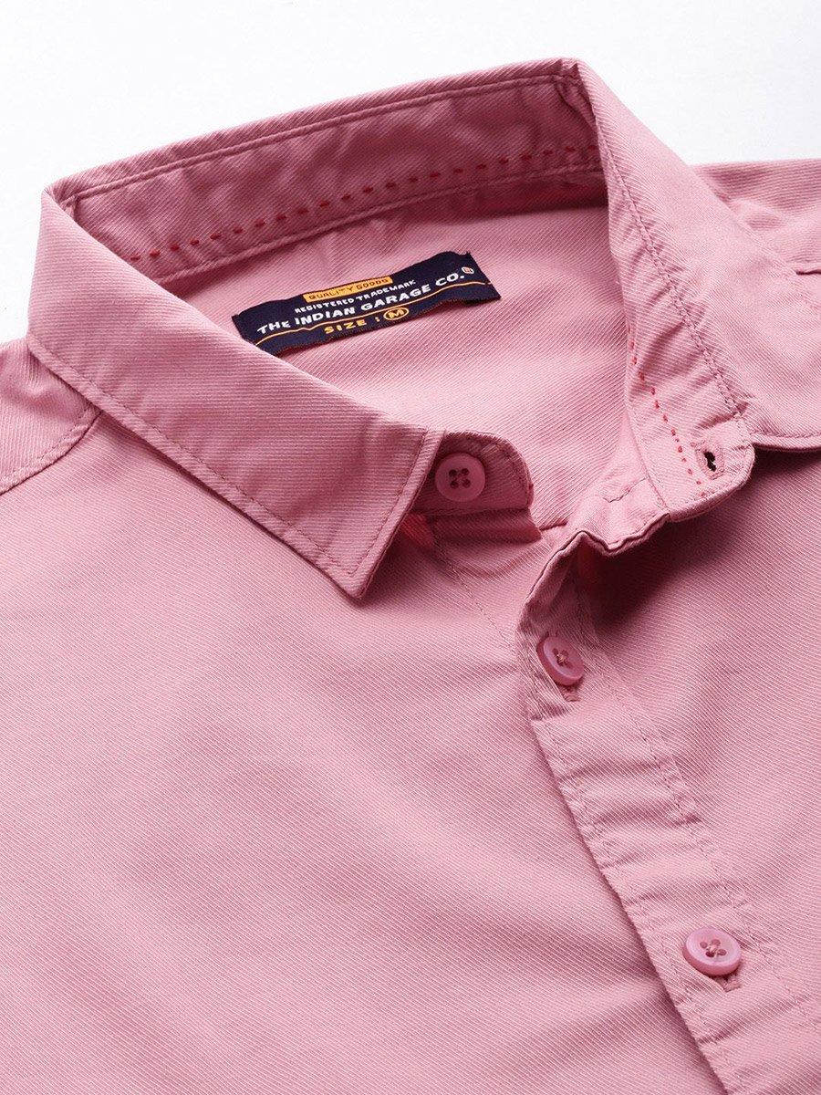 Men Pink Slim Fit Solid Shirt